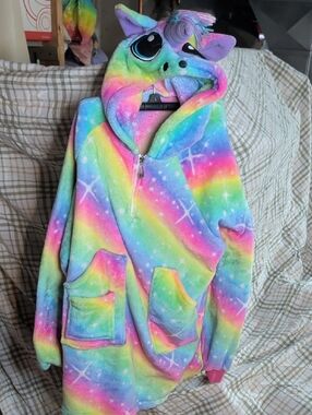 Unicorn Kids Robe. Pull Over Quarter Zip Up.